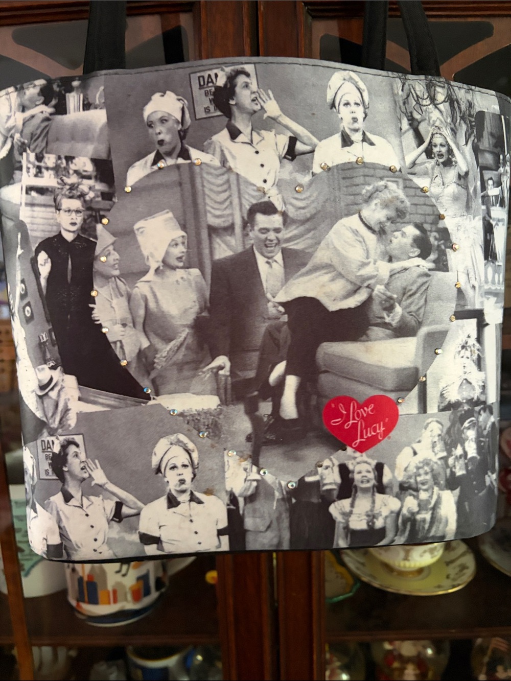 I Love Lucy Black & White Photo Collage Shoulder Bag